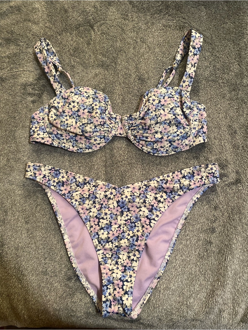 Hollister Lavender Floral-Pattern Bikini Set